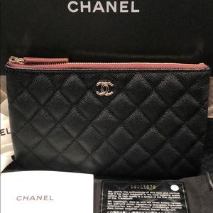 NWT Chanel Small O Case Black Caviar Gold Hardware